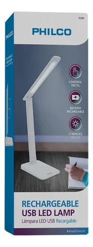 Lampara Led De Escritorio Recargable Dl367 Cuerpo Blanco Pantalla Blanco