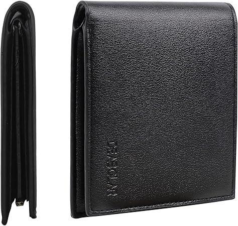 Billetera minimalista para hombre, de cuero duradero, doble pliegue, de gran capacidad, con caja de regalo  DEABOLAR