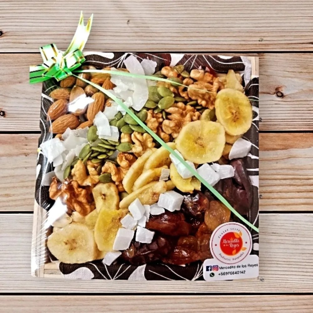 CAJA MADERA MIX FRUTOS SECOS SEMILLAS REGALOS