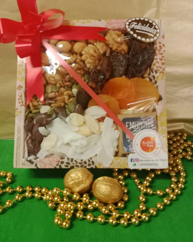 CAJA MADERA MIX FRUTOS SECOS SEMILLAS REGALOS