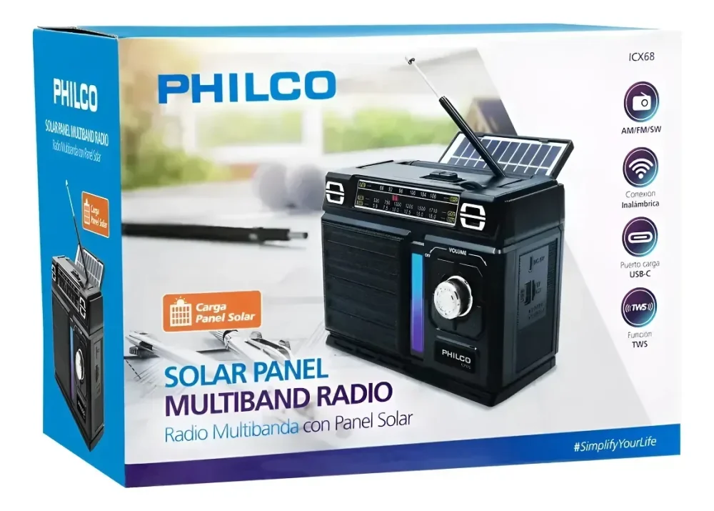 RADIO con PANEL SOLAR RECARGABLE MULTIBANDA