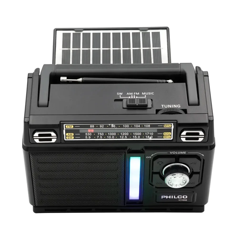 RADIO con PANEL SOLAR RECARGABLE MULTIBANDA