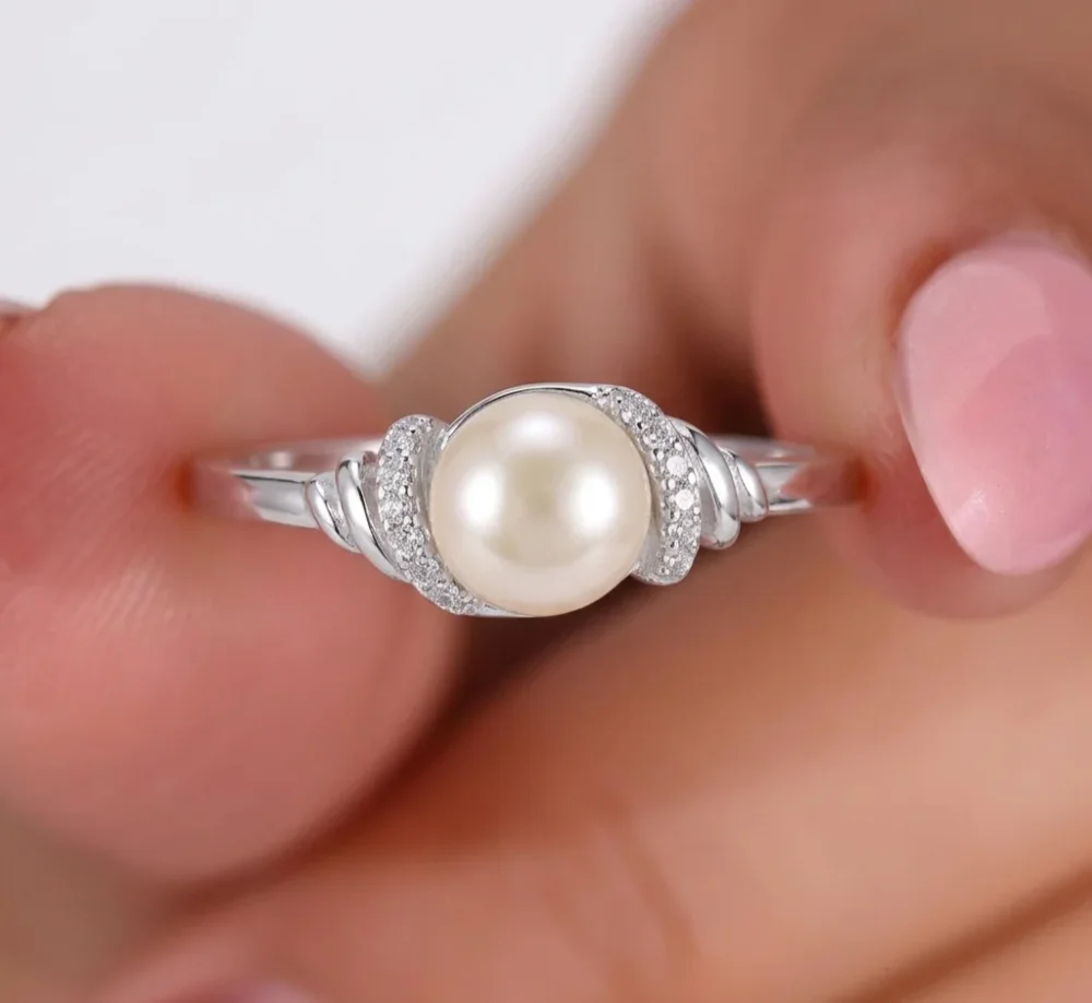 Anillo Perla Nacarada Plata 925