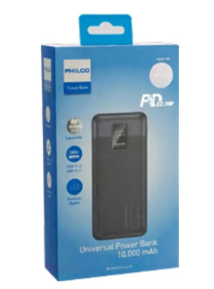 Powerbank 10000mAh PD 22.5W Pantalla Digital - PHILCO