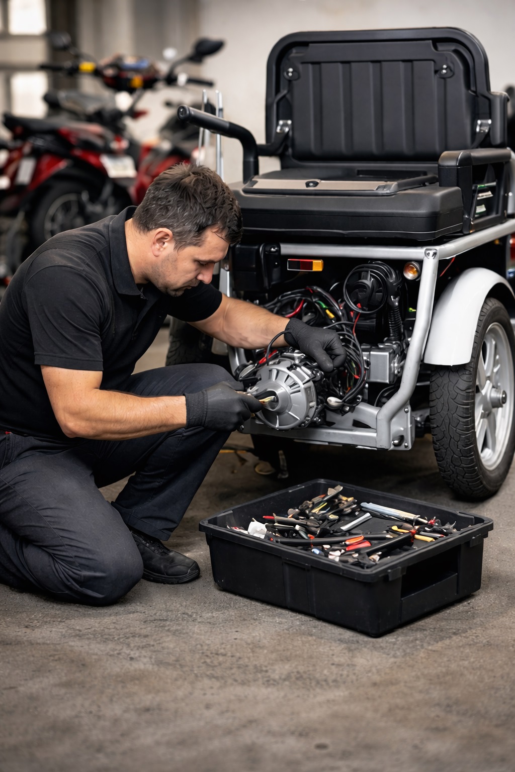 Servicio técnico de todo tipo de moto electrica triciclo moto scooters bici etc.